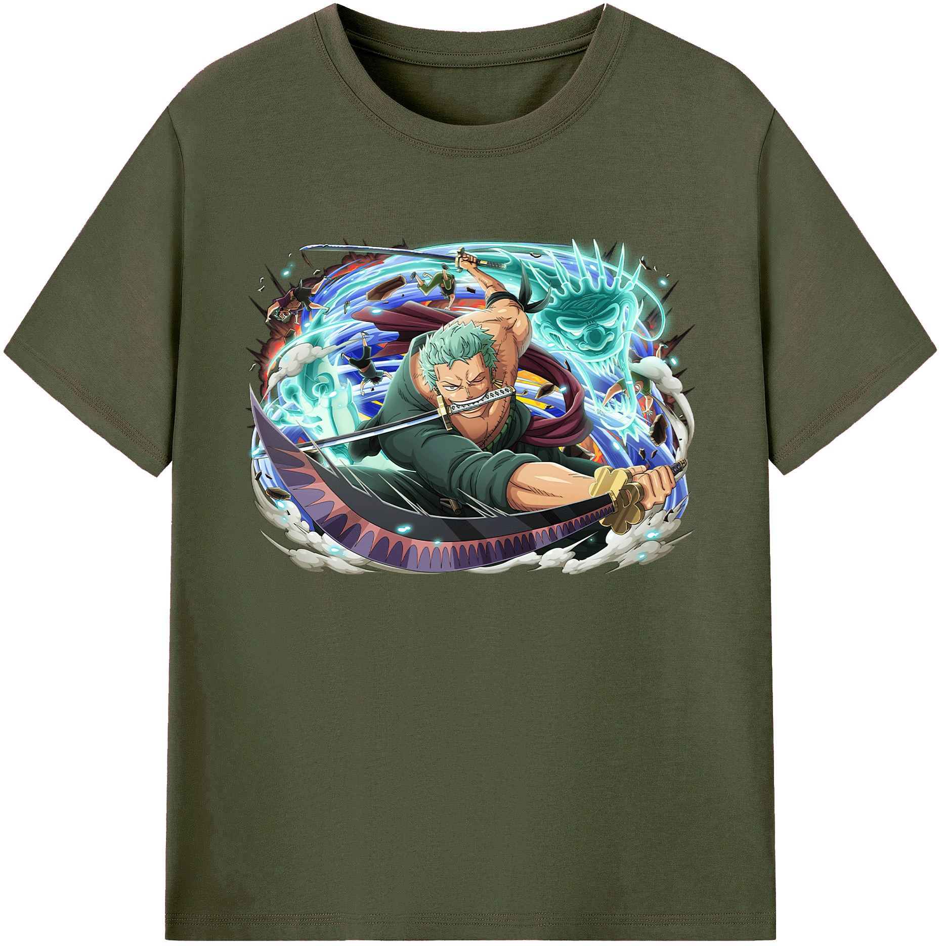 ワンピース ロロノア・ゾロ ONE PIECE Roronoa Zoro 綿100％ メンズ半袖Tシャツ｜肌触りやわらか＆通気性